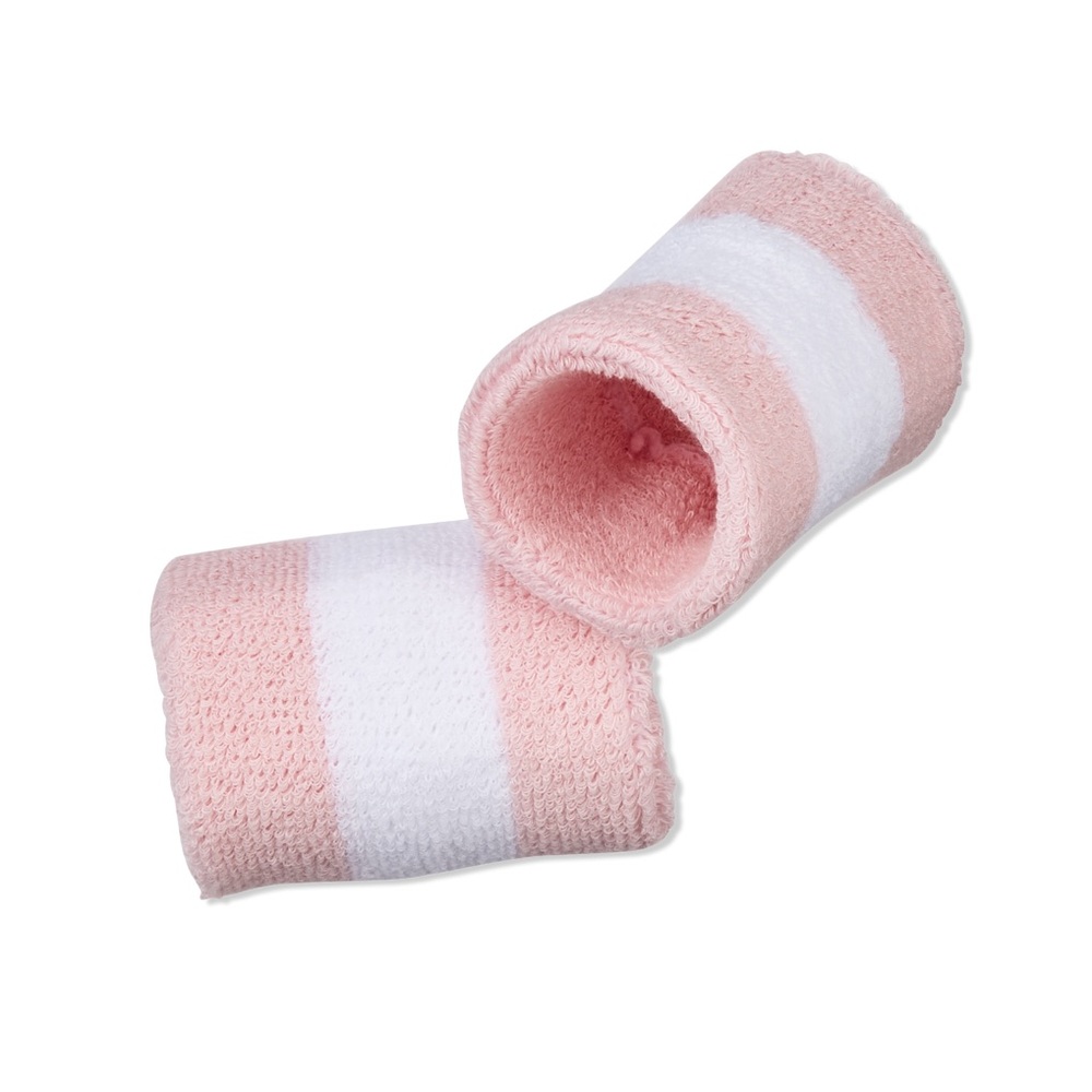 🧖🏻‍♀️ 4/$25 Set of 2 - Pink & White Striped Wristband Sweatbands